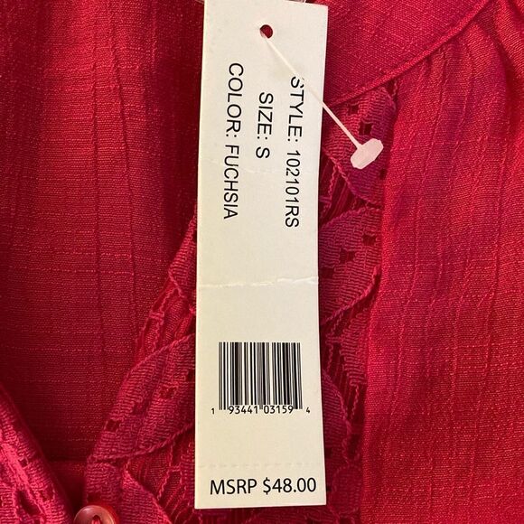 Fundamental Things NWT Oversized Blouse With Lace Inserts & 3/4 Sleeve. Size S. - Picture 6 of 9